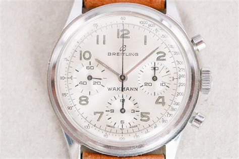 Rare BREITLING Wakmann Chronograph 765 Premier Silver 